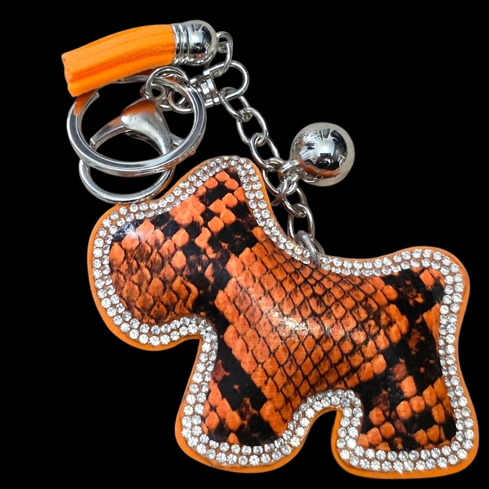 Orange and Black Dog Bag Charm Keychain
